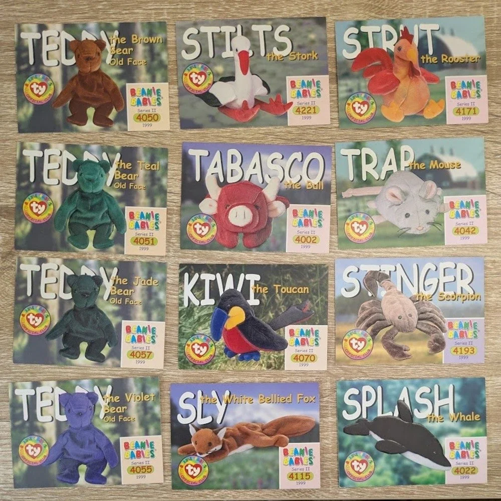 TY Beanie Babies BBOC Cards Common Series 2 Lot of 25 No Duplicates 1999‎